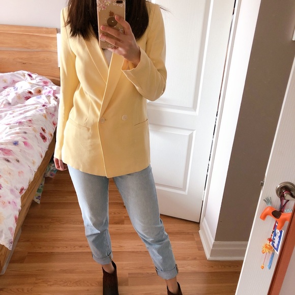 H&M flowy blazer in soft yellow - Picture 6 of 7